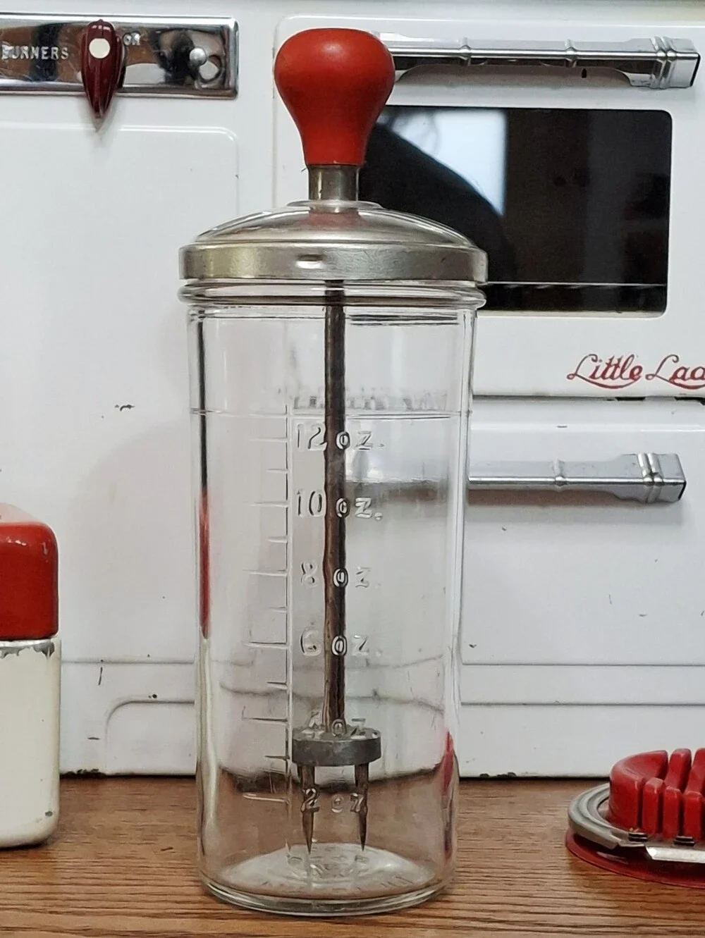 Vintage Red Hazel Atlas Ice Chipper Cocktail Mixer Kitchen Collectible USA